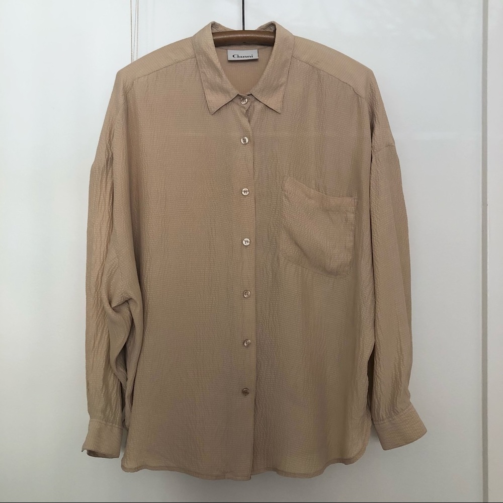 Ganni balloon sleeve blouse